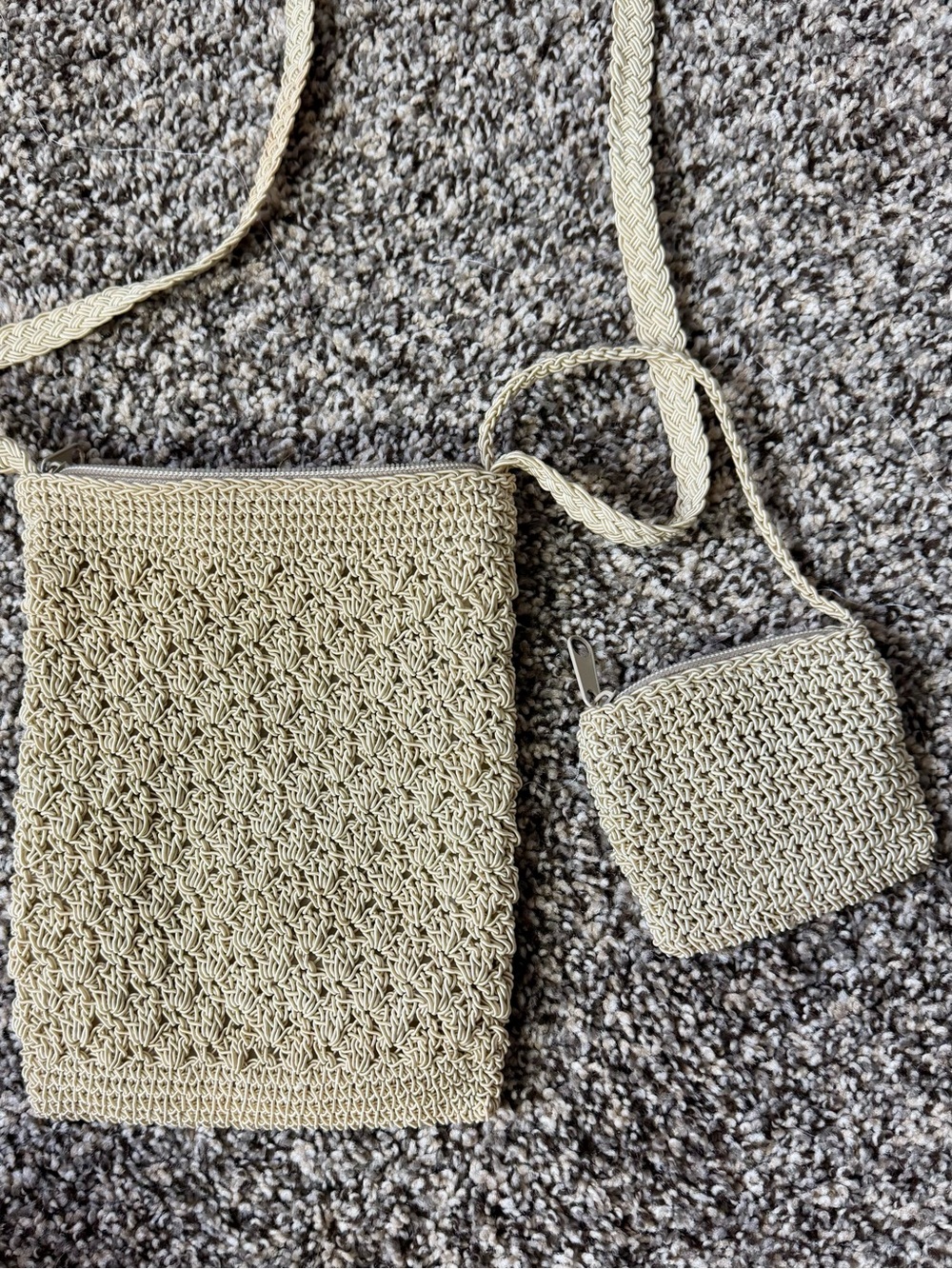 Chateau Beige Woven Crossbody with Coin Pouch